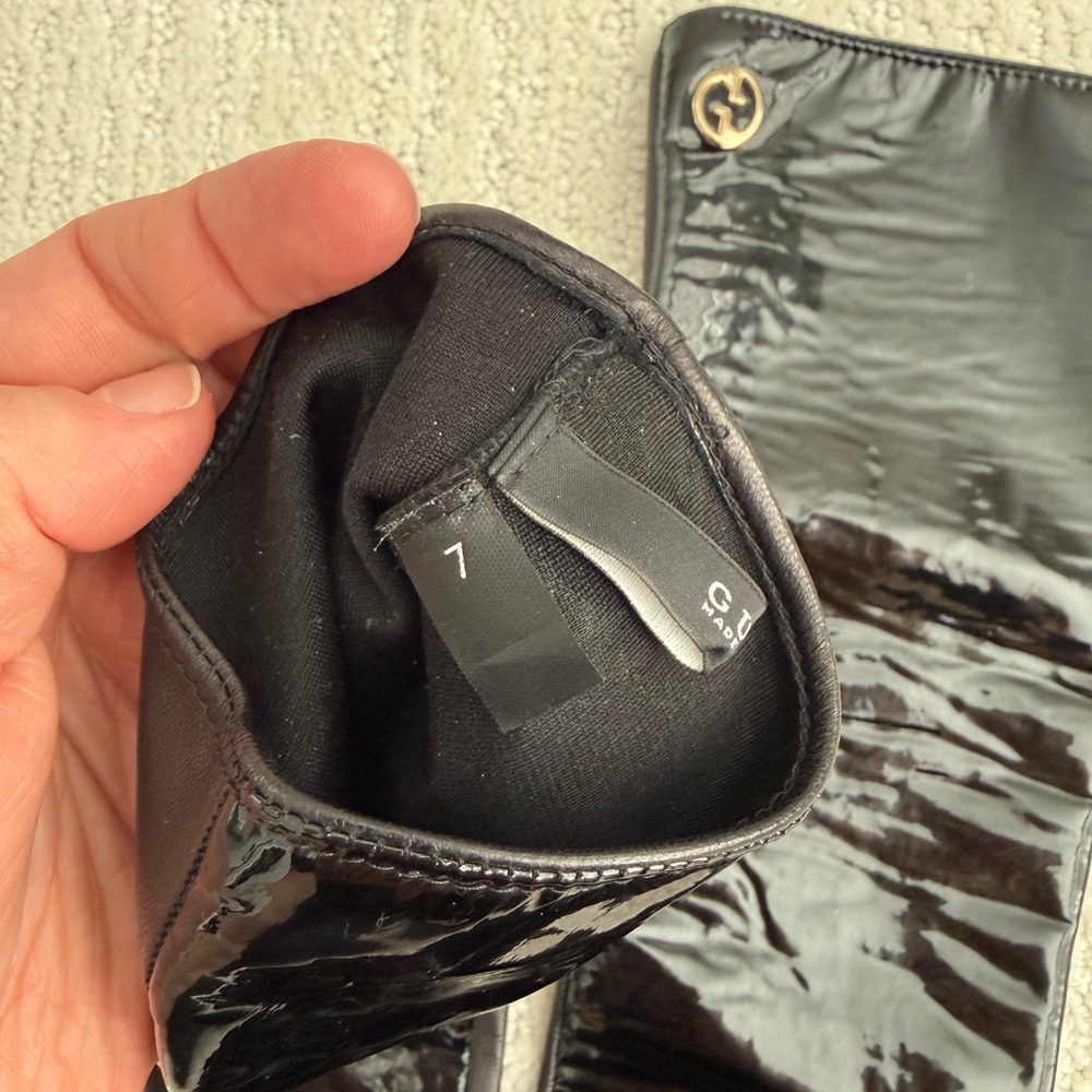 Gucci women’s patent leather gloves size 7 Vernice and Nappa black gold - Picture 5 of 15